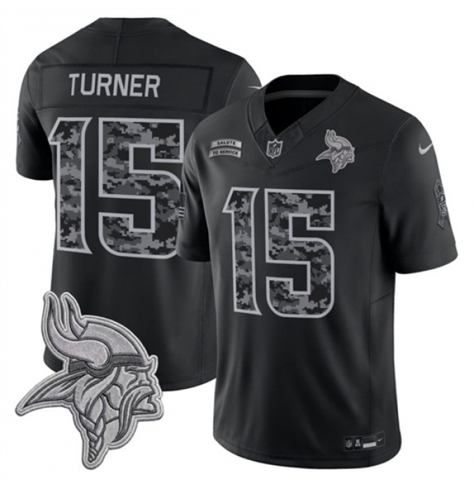 Men's Minnesota Vikings #15 Dallas Turner Black 2026 F.U.S.E. Salute to Service Limited Football Stitched Jersey