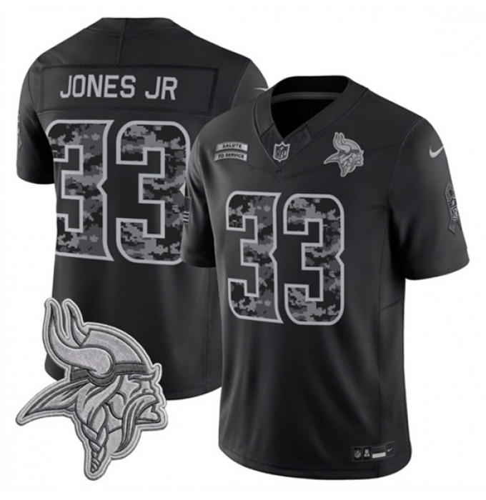 Men's Minnesota Vikings #33 Aaron Jones Sr. Black 2026 F.U.S.E. Salute to Service Limited Football Stitched Jersey