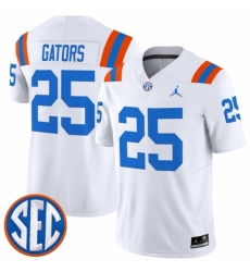 Men's Florida Gators #25 Gators White 1960s Throwback F U S E Vapor Limited Stitched Football Jersey