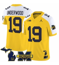 Men's Michigan Wolverines #19 Bryce Underwood Maize Alternate F U S E 2025 Vapor Limited Stitched Football Jersey