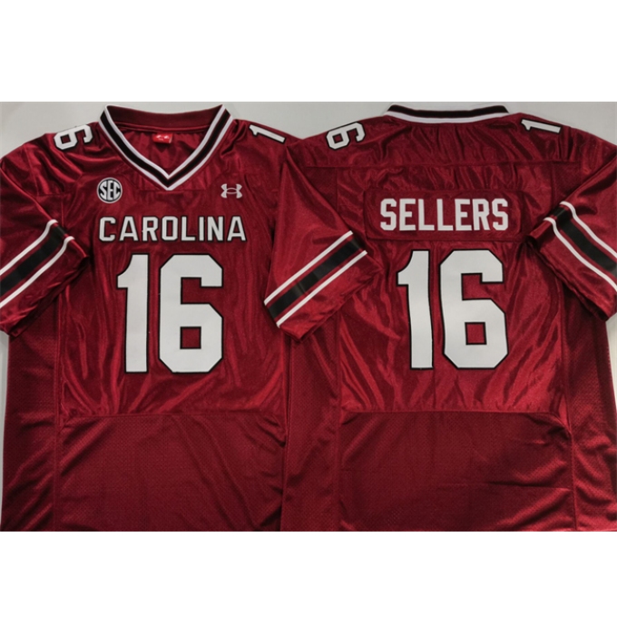 Men's South Carolina Fighting Gamecocks #16 LaNorris Sellers Garnet Stitched Jersey