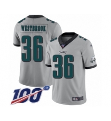Youth Philadelphia Eagles #36 Brian Westbrook Limited Silver Inverted Legend 100th Season Football Jersey