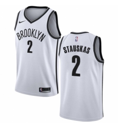 Men's Nike Brooklyn Nets #2 Nik Stauskas Authentic White NBA Jersey - Association Edition
