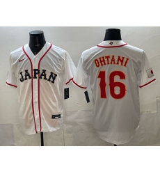 Men's Japan Baseball #16 Shohei Ohtani White 2026 World Baseball Classic Home Stadium Stitched Jersey