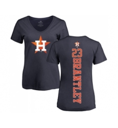 Baseball Women's Houston Astros #23 Michael Brantley Navy Blue Backer T-Shirt