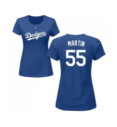 Baseball Women's Los Angeles Dodgers #55 Russell Martin Royal Blue Name & Number T-Shirt