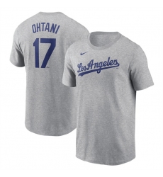 Men's Los Angeles Dodgers #17 Shohei Ohtani Gray 2024 Fuse Name & Number T-Shirt
