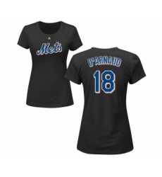 MLB Women's Nike New York Mets #18 Travis d'Arnaud Black Name & Number T-Shirt