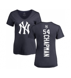 MLB Women's Nike New York Yankees #54 Aroldis Chapman Navy Blue Backer T-Shirt