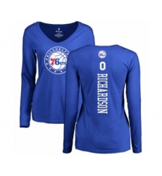 Basketball Women's Philadelphia 76ers #0 Josh Richardson Royal Blue Backer Long Sleeve T-Shirt