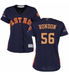 Women's Majestic Houston Astros #56 Hector Rondon Authentic Navy Blue Alternate 2018 Gold Program Cool Base MLB Jersey