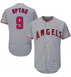 Men's Majestic Los Angeles Angels of Anaheim #9 Justin Upton Grey Road Flex Base Authentic Collection MLB Jersey