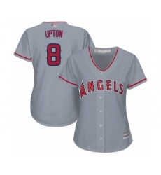 Women's Los Angeles Angels of Anaheim #8 Justin Upton Authentic Grey Road Cool Base Baseball Jersey