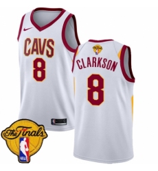 Men's Nike Cleveland Cavaliers #8 Jordan Clarkson Swingman White 2018 NBA Finals Bound NBA Jersey - Association Edition