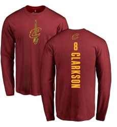 NBA Nike Cleveland Cavaliers #8 Jordan Clarkson Maroon Backer Long Sleeve T-Shirt