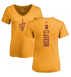 NBA Women's Nike Cleveland Cavaliers #8 Jordan Clarkson Gold One Color Backer Slim-Fit V-Neck T-Shirt