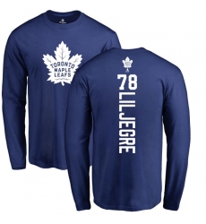 NHL Adidas Toronto Maple Leafs #78 Timothy Liljegren Royal Blue Backer Long Sleeve T-Shirt