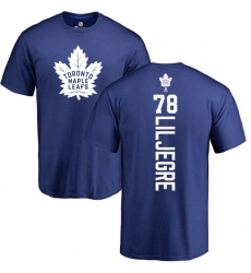 NHL Adidas Toronto Maple Leafs #78 Timothy Liljegren Royal Blue Backer T-Shirt