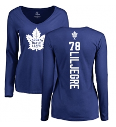 NHL Women's Adidas Toronto Maple Leafs #78 Timothy Liljegren Royal Blue Backer Long Sleeve T-Shirt