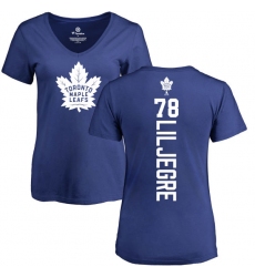 NHL Women's Adidas Toronto Maple Leafs #78 Timothy Liljegren Royal Blue Backer T-Shirt