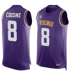 Men's Nike Minnesota Vikings #8 Kirk Cousins Limited Purple Player Name & Number Tank Top NFL Jersey