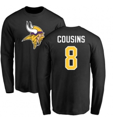 NFL Nike Minnesota Vikings #8 Kirk Cousins Black Name & Number Logo Long Sleeve T-Shirt