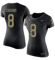NFL Women's Nike Minnesota Vikings #8 Kirk Cousins Black Camo Salute to Service T-Shirt