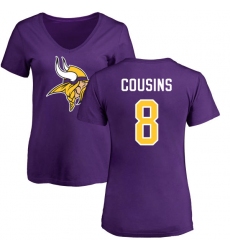 NFL Women's Nike Minnesota Vikings #8 Kirk Cousins Purple Name & Number Logo Slim Fit T-Shirt