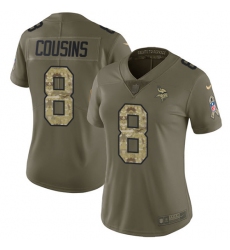 Women's Nike Minnesota Vikings #8 Kirk Cousins Limited Olive Camo 2017 Salute to Service NFL Jersey
