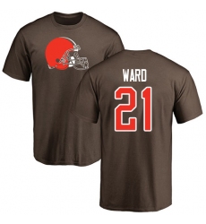 NFL Nike Cleveland Browns #21 Denzel Ward Brown Name & Number Logo T-Shirt