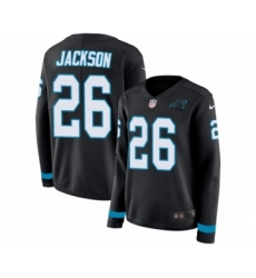 Women's Nike Carolina Panthers #26 Donte Jackson Limited Black Therma Long Sleeve NFL Jersey