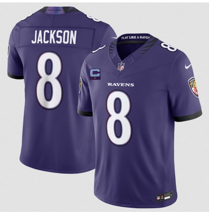 Men's Baltimore Ravens #8 Lamar Jackson Purple 2026 With 1-Star C F.U.S.E. Vapor Limited Football Stitched Jersey