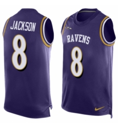 Men's Nike Baltimore Ravens #8 Lamar Jackson Elite Purple Player Name & Number Tank Top NFL Jersey