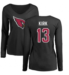 NFL Women's Nike Arizona Cardinals #13 Christian Kirk Black Name & Number Logo Long Sleeve T-Shirt