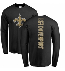 NFL Nike New Orleans Saints #93 Marcus Davenport Black Backer Long Sleeve T-Shirt
