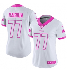 Women's Nike Detroit Lions #77 Frank Ragnow Limited White Pink Rush Fashion NFL Jersey