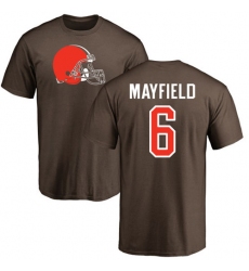 NFL Nike Cleveland Browns #6 Baker Mayfield Brown Name & Number Logo T-Shirt