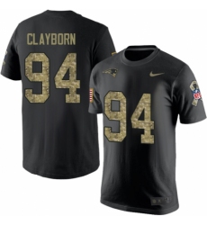 NFL Nike New England Patriots #94 Adrian Clayborn Black Camo Salute to Service T-Shirt