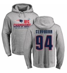 Nike New England Patriots #94 Adrian Clayborn Heather Gray 2017 AFC Champions Pullover Hoodie