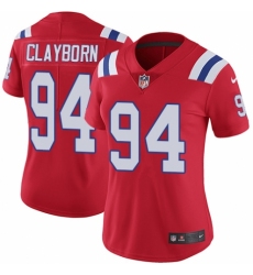 Women's Nike New England Patriots #94 Adrian Clayborn Red Alternate Vapor Untouchable Limited Player NFL Jersey
