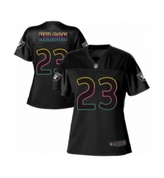 Women's Oakland Raiders #23 Nick Nelson Game Black Fashion Football Jersey