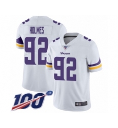 Men's Minnesota Vikings #92 Jalyn Holmes White Vapor Untouchable Limited Player 100th Season Football Jersey