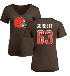 NFL Women's Nike Cleveland Browns #63 Austin Corbett Brown Name & Number Logo T-Shirt