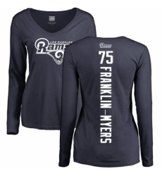 NFL Women's Nike Los Angeles Rams #57 John Franklin-Myers Navy Blue Backer Slim Fit Long Sleeve T-Shirt