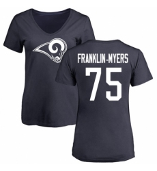 NFL Women's Nike Los Angeles Rams #57 John Franklin-Myers Navy Blue Name & Number Logo Slim Fit T-Shirt