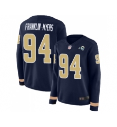 Women's Los Angeles Rams #94 John Franklin-Myers Limited Navy Blue Therma Long Sleeve Football Jersey