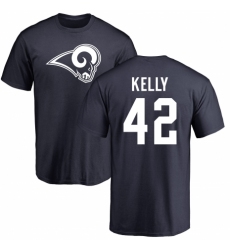NFL Nike Los Angeles Rams #42 John Kelly Navy Blue Name & Number Logo T-Shirt