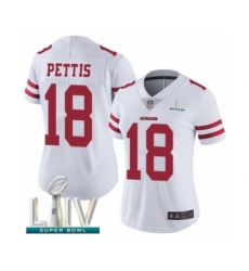 Women's San Francisco 49ers #18 Dante Pettis White Vapor Untouchable Limited Player Super Bowl LIV Bound Football Jersey