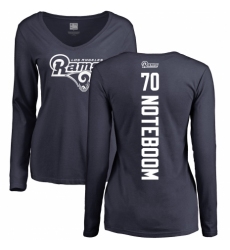 NFL Women's Nike Los Angeles Rams #70 Joseph Noteboom Navy Blue Backer Slim Fit Long Sleeve T-Shirt