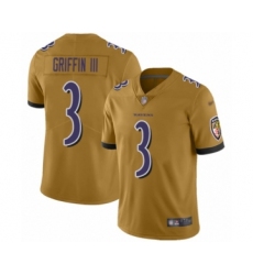 Women's Baltimore Ravens #3 Robert Griffin III Limited Gold Inverted Legend Football Jersey